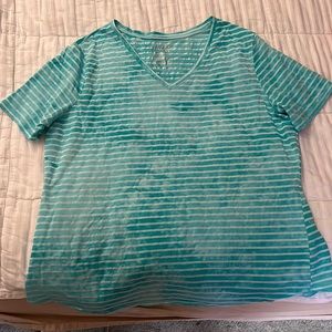 Blue with white striped shirt sleeve top